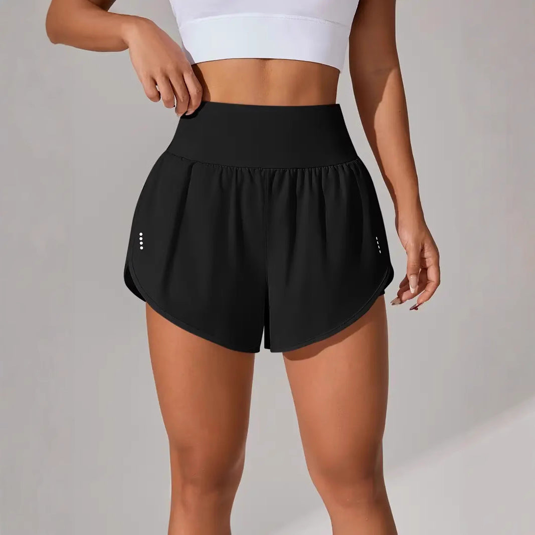 Loose-fitting High-waisted Ruffled Yoga Shorts