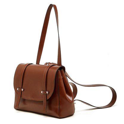 Large-capacity Womens Cowhide Leather Backpack With An Oil-wax Finish