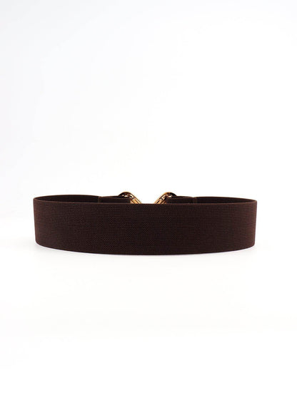 Geometric Buckle Elastic Wide Belt for Stylish Comfort