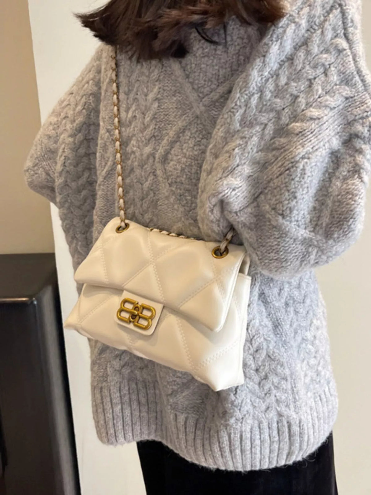 Quilted Flap Chain Crossbody Bag