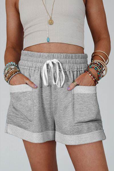 Drawstring High Waist Shorts with Pockets for Women