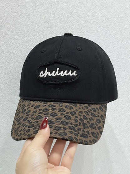 Leopard Print Baseball Cap with Embroidered Letter