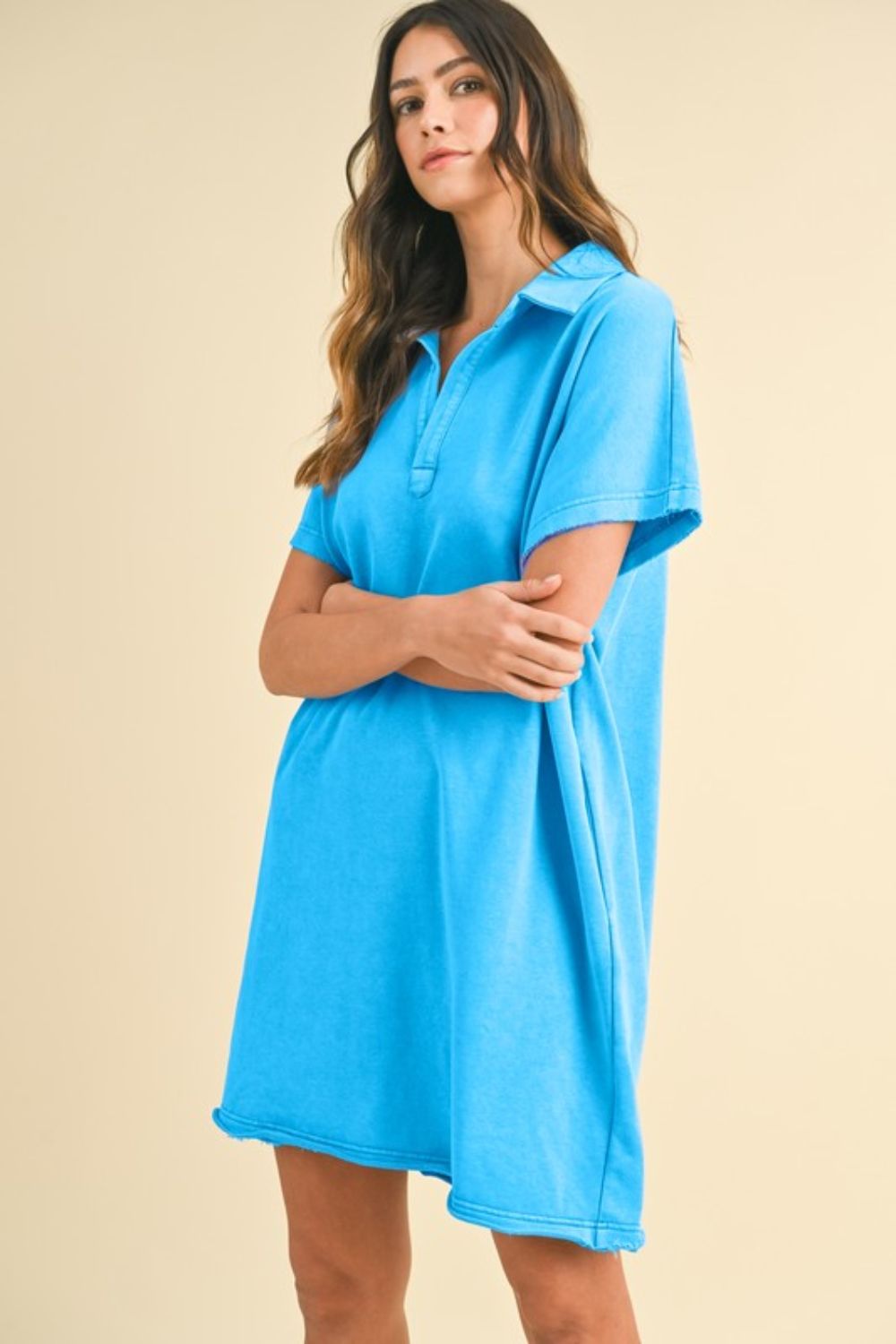 Sky Blue Short Sleeve Dress Simple Casual and Effortless Dress for Women Soft Comfortable Dress