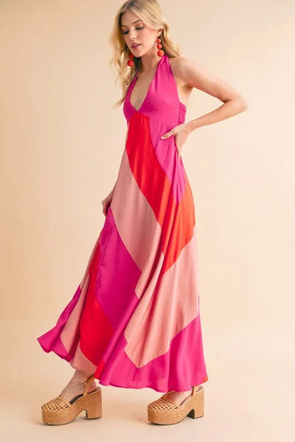 Aemi+Co Color Block Sleeveless Maxi Dress