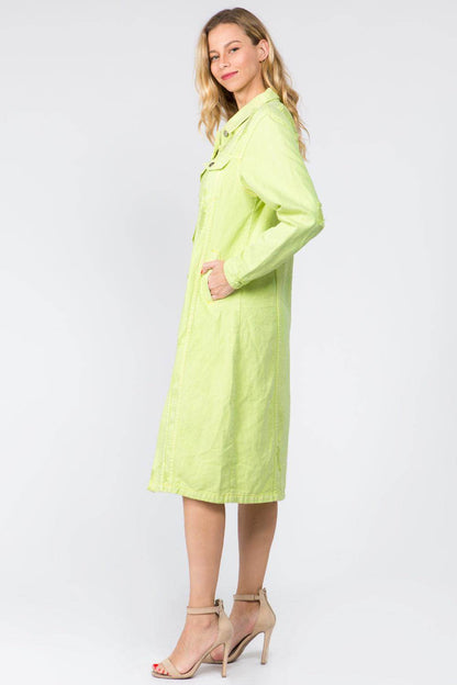 American Bazi Button Up Distressed Denim Dress for Women