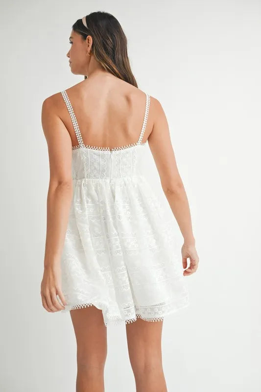 MABLE Eyelet Lace Babydoll Mini Cami Dress