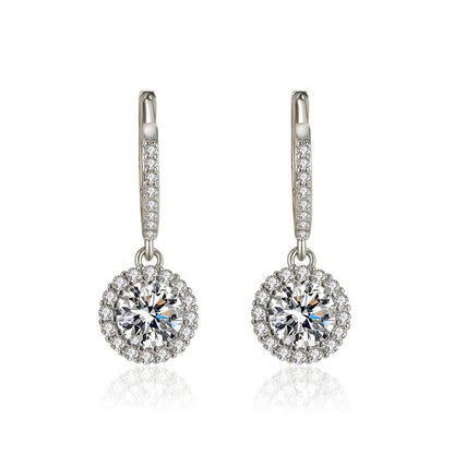Womens Luxurious Round Zircon Earrings