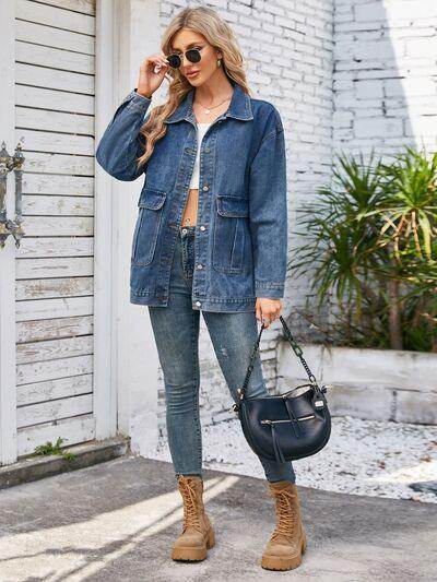 Button Up Long Sleeve Denim Jacket for Stylish Looks