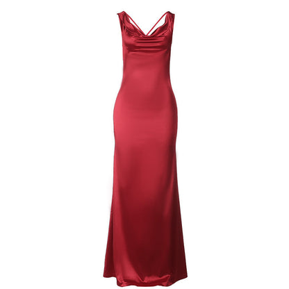 Deep Drape Neck Gown Dresses
