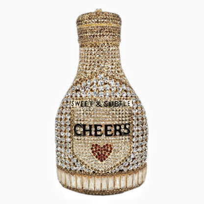 Champagne Bottle Rhinestone Evening Clutch Women&
