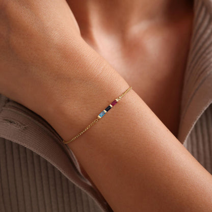 Birthstone Micro-paved Gold-plated Clavicle Necklace