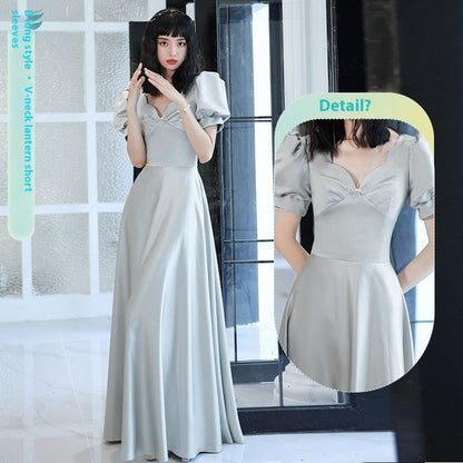 Avocado Green Sisters Group Dress Skirt Women Satin Spring