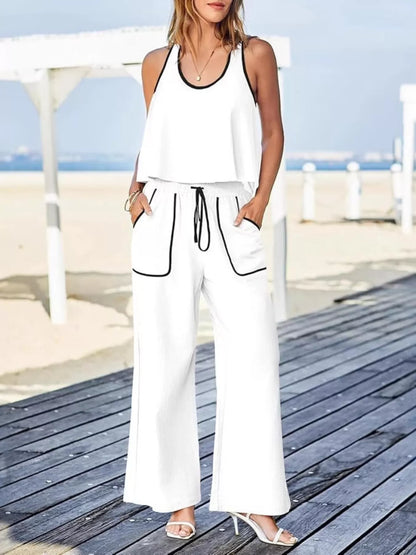 Contrast Trim Tank and Pants Set