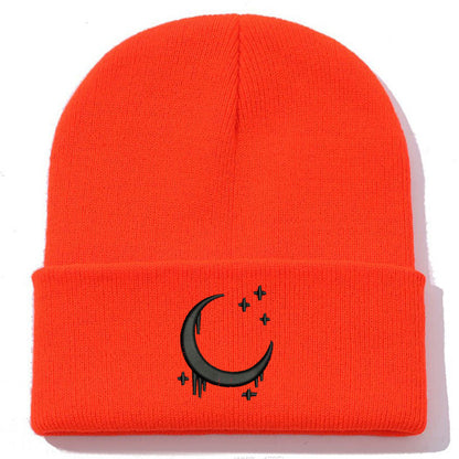Amazon Embroidered Knitted Hat With Moon And Stars Design AutumnWinter Wool Hat