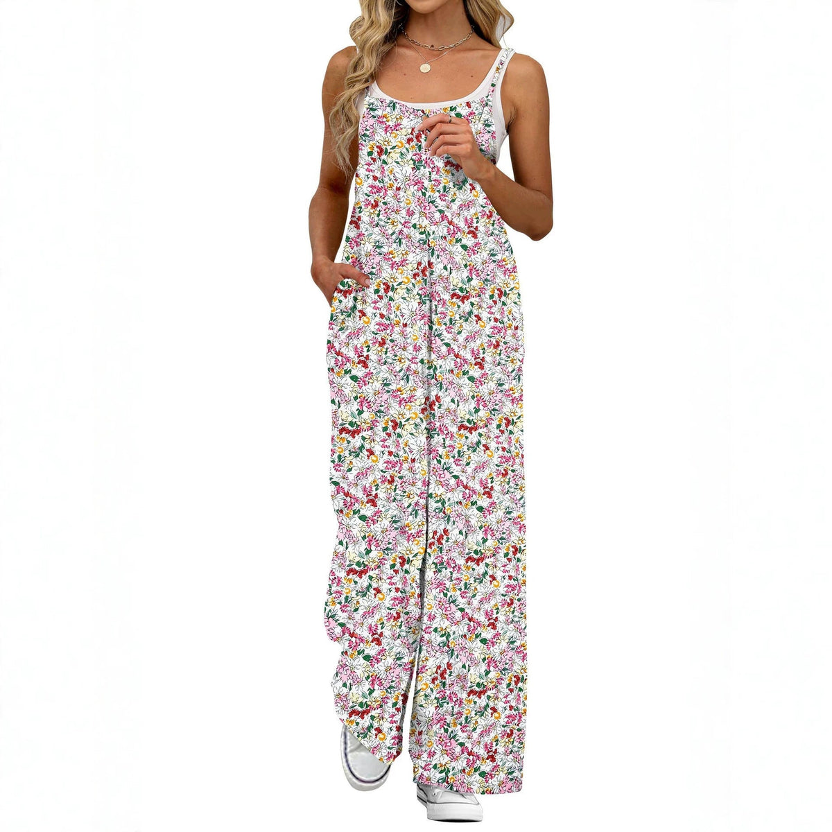 2026 European And American New Summer American Style Sexy Girl Adjustable Shoulder Strap Printed Leisure Halter Floral Jumpsuit