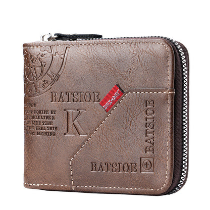 European And American Mens Vintage Bi-Fold Wallet