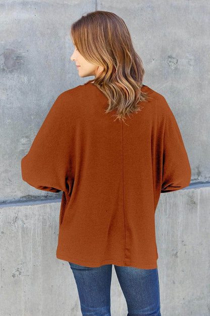 Double Take Full Size Round Neck Long Sleeve T-Shirt for Women