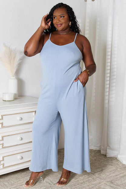Basic Bae Full Size Spaghetti Strap V-Neck Jumpsuit Dress