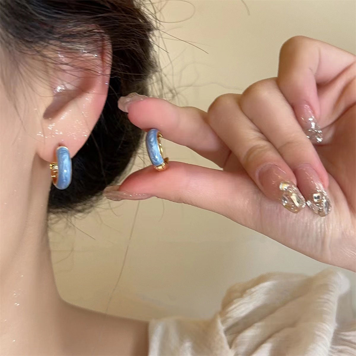 Enamel Simple Ring Ear Clip No Piercing