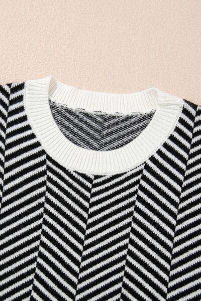 Striped Round Neck Long Sleeve Sweater for Women Fashion
