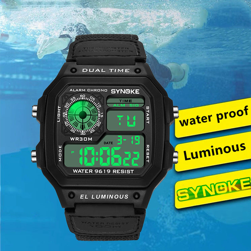 Retro Electronic Watch Luminous Waterproof Sports Men&