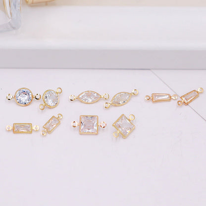 Geometric Zircon Bezel Set Pendant - Gold Plated Color Retention Charm for DIY Earring Jewelry Making Accessories