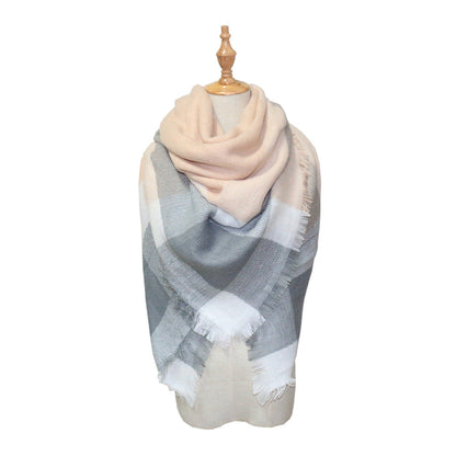 Plaid-print Versatile Neck Scarf Shawl