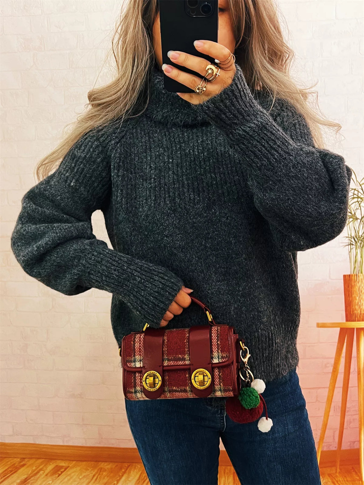 Ribbed Turtleneck Long Sleeve Sweater