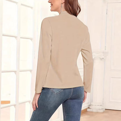 Womens Petite Blazer Cardigan Slim-Fit Long-Sleeve Coat