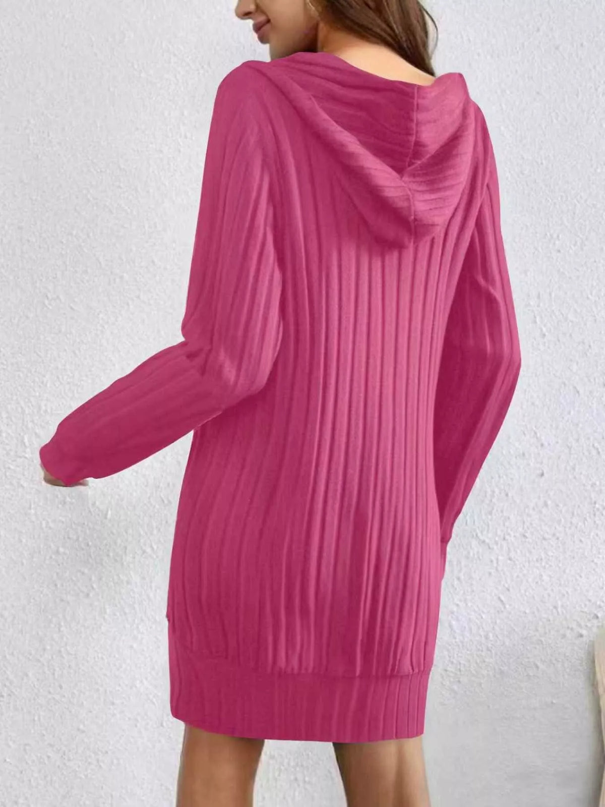 Ribbed Knit Hoodie Dress