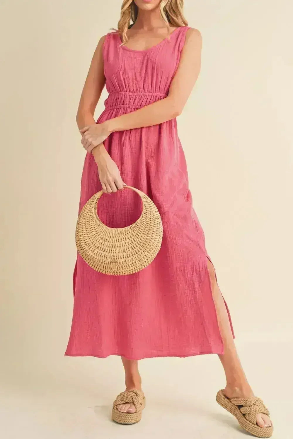 Breathable Cotton Tank Dress – Side Slit &amp; Casual Chic | Femstylo