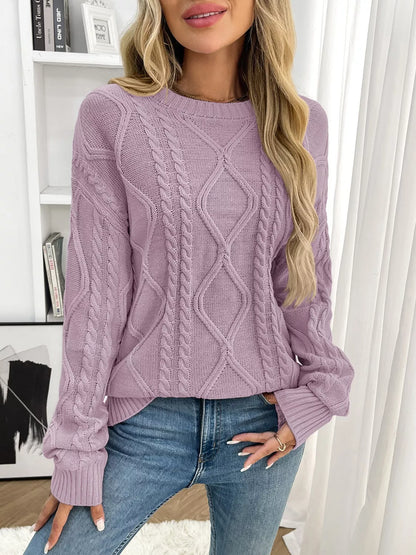 Cable Knit Round Neck Sweater