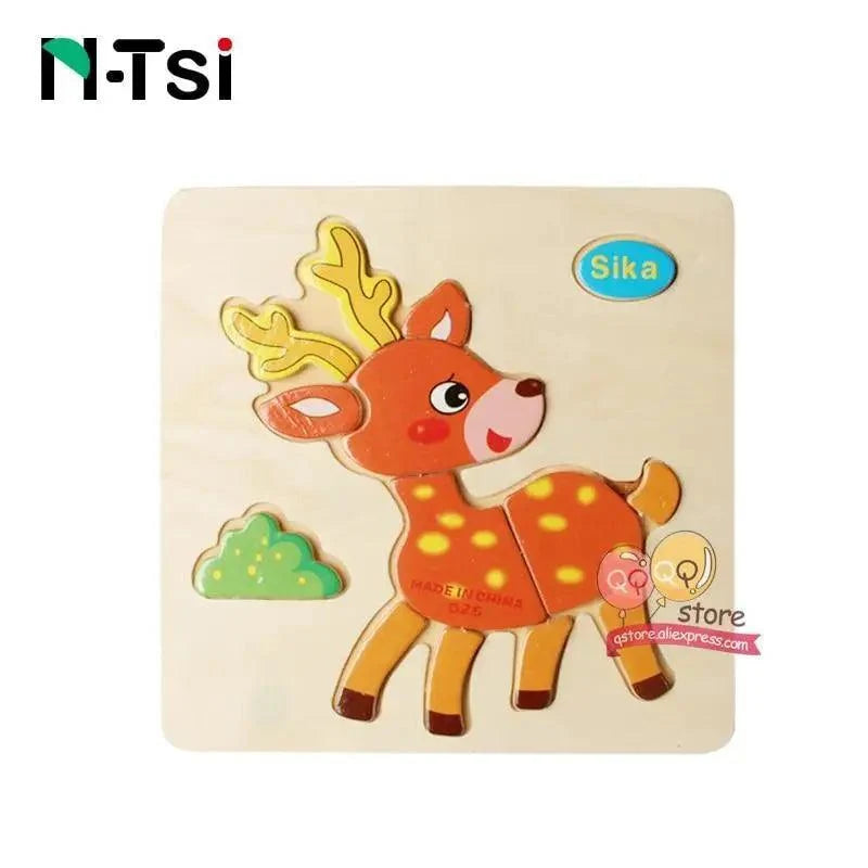 Baby Wooden Puzzle Toys for Toddlers Developing Educational Kids Toys For Children Game Cartoon Animal Gift 3 Years