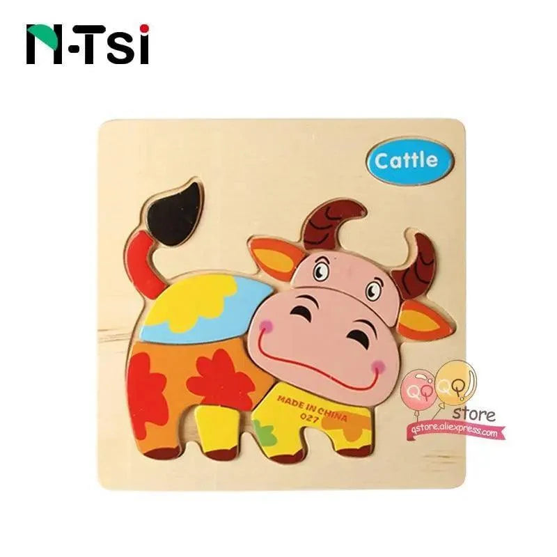Baby Wooden Puzzle Toys for Toddlers Developing Educational Kids Toys For Children Game Cartoon Animal Gift 3 Years