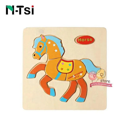 Baby Wooden Puzzle Toys for Toddlers Developing Educational Kids Toys For Children Game Cartoon Animal Gift 3 Years