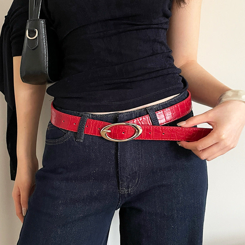 Fashion Lychee Pattern Belt Women&