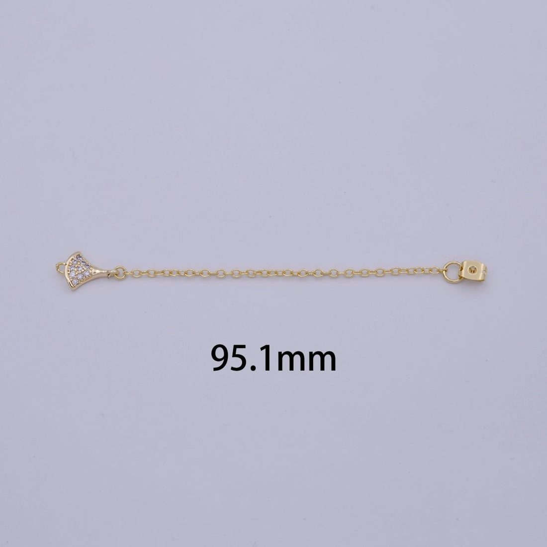 Back stopper w/ chain cz Dangle Charm 2 pcs Gold Filled Nickel free, Butterfly clutch chain Dainty earring back K-189