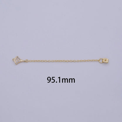 Back stopper w/ chain cz Dangle Charm 2 pcs Gold Filled Nickel free, Butterfly clutch chain Dainty earring back K-189