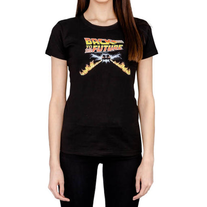 Back to the Future Flames Juniors T-shirt
