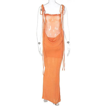 Lace Up Backless Dress