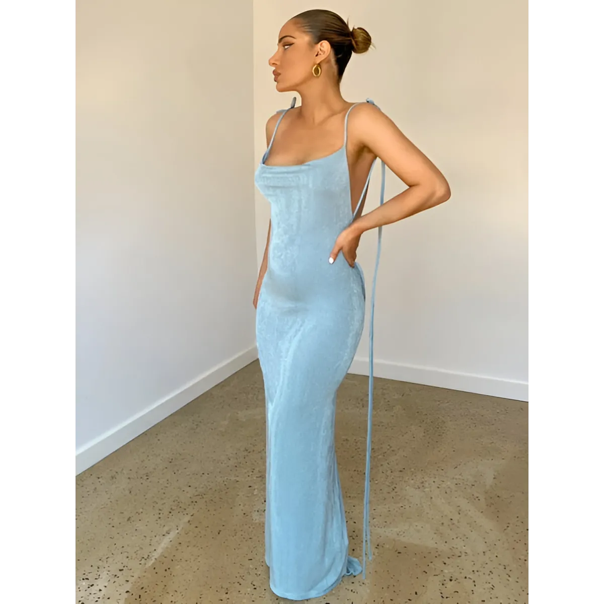 Lace Up Backless Dress