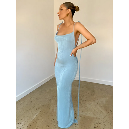 Lace Up Backless Dress