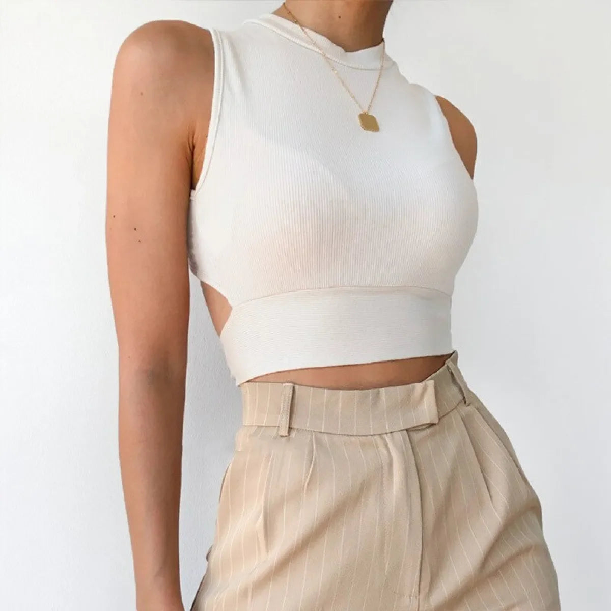 Casual Backless Streetwear Tops
