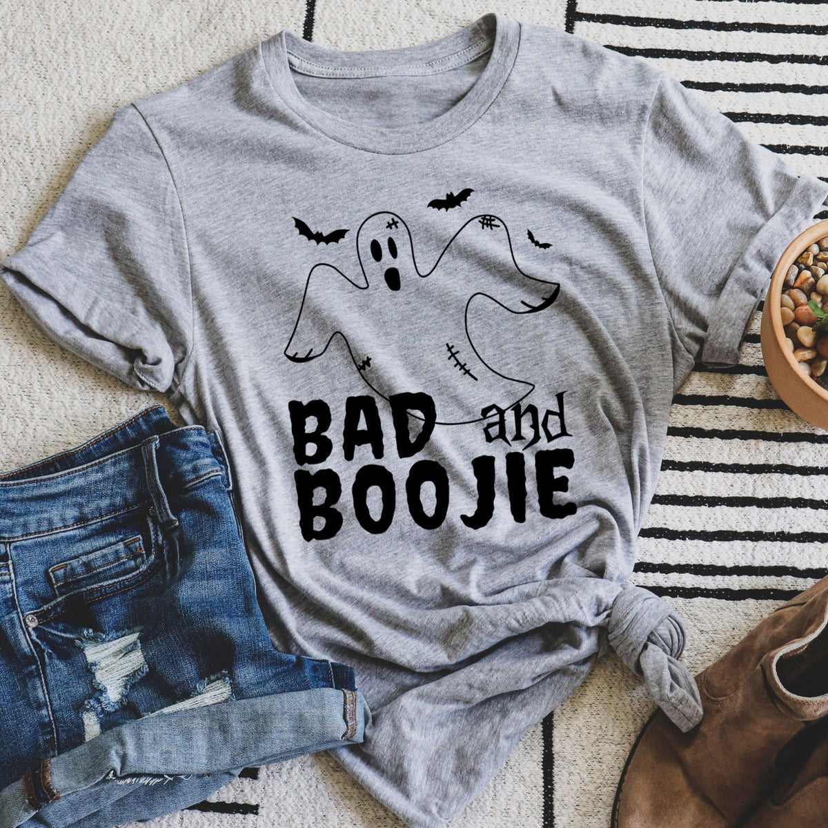 Funny Halloween Ghost Graphic Tee – \"Bad and Boojie\"