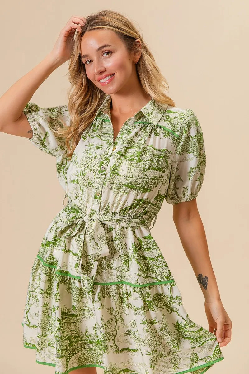 BiBi Woven Printed Tiered Dress