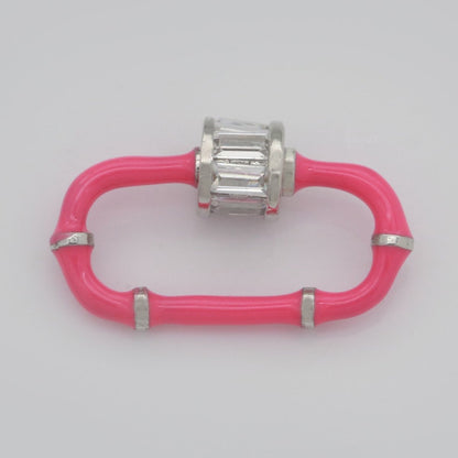 Baguette Oval Enamel Clasps, Color Oval Clasps, CZ Screw Lock Enamel Link Connector L-518~L-529