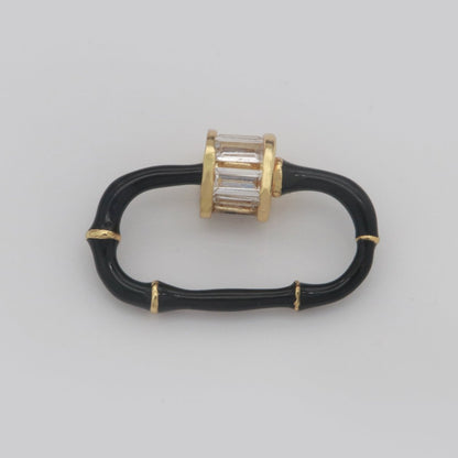 Baguette Oval Enamel Clasps, Color Oval Clasps, CZ Screw Lock Enamel Link Connector L-518~L-529