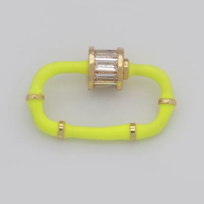 Baguette Oval Enamel Clasps, Color Oval Clasps, CZ Screw Lock Enamel Link Connector L-518~L-529