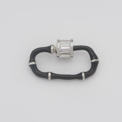 Baguette Oval Enamel Clasps, Color Oval Clasps, CZ Screw Lock Enamel Link Connector L-518~L-529