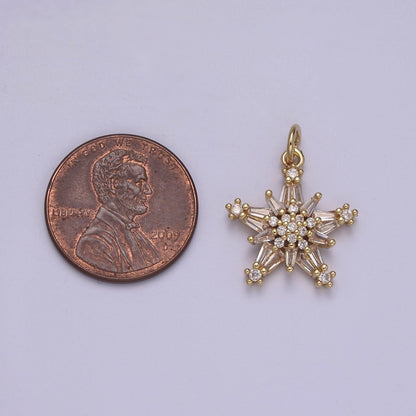 Baguette Star Pendant, CZ star charm for jewelry making, Celestial charm for necklace, Bracelet, earring 14k Gold Filled Finding N-852